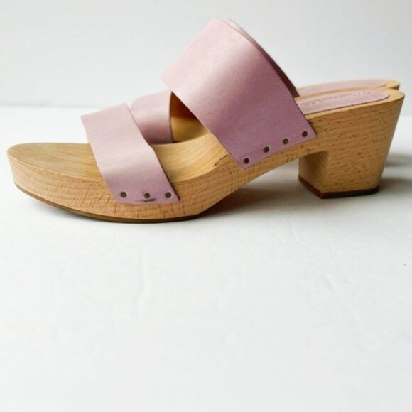 MADEWELL The Clara Clog Sandal Lavendar Leather Strap Wood Clog Sole Size 10 - Picture 10 of 13